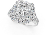 White gold Princess Halo Split Shank Diamond Engagement Ring with Pave Band and Four-Prong Setting_56