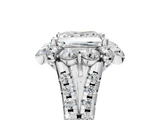 White gold Princess Halo Split Shank Diamond Engagement Ring with Pave Band and Four-Prong Setting_60
