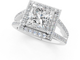White gold Princess Halo Split Shank Diamond Ring with Four-Prong Setting_37