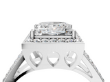 White gold Princess Halo Split Shank Diamond Ring with Four-Prong Setting_40