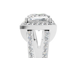 White gold Princess Halo Split Shank Diamond Ring with Four-Prong Setting_41