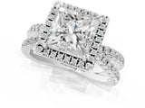White gold Princess Halo Split Shank Diamond Ring with Pavé Setting_27