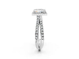 White gold Princess Halo Split Shank Diamond Ring with Pavé Setting_28
