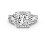White gold Princess Halo Split Shank Diamond Ring with Prong Setting_20