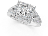 White gold Princess Halo Split Shank Diamond Ring with Prong Setting_21