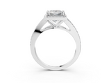 White gold Princess Halo Split Shank Diamond Ring with Prong Setting_23