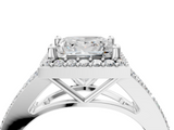 White gold Princess Halo Split Shank Diamond Ring with Prong Setting_24