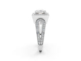 White gold Princess Halo Split Shank Milgrain Diamond Ring_20