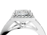 White gold Princess Halo Split Shank Pave Diamond Ring with Four-Prong Setting_53