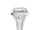 White gold Princess Halo Split Shank Pave Diamond Ring with Four-Prong Setting_54