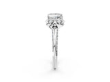White gold Princess Halo Split Shank Pave Diamond Ring with Petal Prong Setting_22