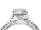 White gold Princess Halo Split Shank Pave Diamond Ring with Petal Prong Setting_24