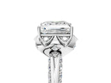 White gold Princess Halo Split Shank Pave Diamond Ring with Petal Prong Setting_25