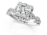 White gold Princess Halo Twist Band Solitaire Ring with Six-Prong Setting_33