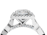 White gold Princess Halo Twist Band Solitaire Ring_24