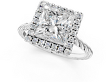 White gold Princess Halo Twisted Band Four-Prong Diamond Ring_21