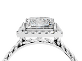 White gold Princess Halo Twisted Band Four-Prong Diamond Ring_24