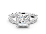 White gold Princess Halo Twisted Band Four-Prong Ring_32