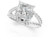 White gold Princess Halo Twisted Band Four-Prong Ring_33