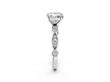 White gold Princess Milgrain Bezel Diamond Engagement Ring with Solitaire Prong Setting_175