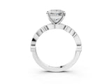 White gold Princess Milgrain Bezel Diamond Engagement Ring with Solitaire Prong Setting_184