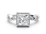 White gold Princess Milgrain Marquise Diamond Twist Band Ring_38