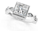White gold Princess Milgrain Marquise Diamond Twist Band Ring_39