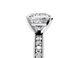White gold Princess Milgrain Pave Diamond Engagement Ring with Four-Prong Setting_162