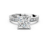 White gold Princess Milgrain Pave Diamond Engagement Ring with Four-Prong Setting_169
