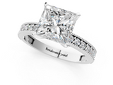 White gold Princess Milgrain Pave Diamond Engagement Ring with Four-Prong Setting_170