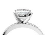 White gold Princess Milgrain Pave Diamond Engagement Ring with Four-Prong Setting_173