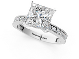 White gold Princess Milgrain Pave Diamond Engagement Ring with Four-Prong Setting_187