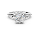 White gold Princess Solitaire Beaded Band Six-Prong Setting_4