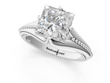 White gold Princess Solitaire Beaded Band Six-Prong Setting_5