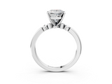 White gold Princess Solitaire Beaded Band with Four-Prong Setting_106