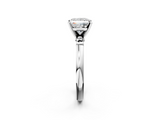 White gold Princess Solitaire Beaded Band with Four-Prong Setting_108