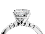 White gold Princess Solitaire Beaded Band with Four-Prong Setting_110