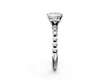 White gold Princess Solitaire Bezel Accent Diamond Engagement Ring with Beaded Band and Four-Prong Setting_62