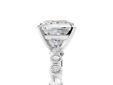 White gold Princess Solitaire Bezel Accent Diamond Engagement Ring with Beaded Band and Four-Prong Setting_65