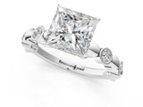 White gold Princess Solitaire Bezel-Set Diamond Ring with Beaded Band and Four-Prong Setting_53