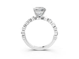 White gold Princess Solitaire Bezel-Set Diamond Ring with Beaded Band and Four-Prong Setting_55