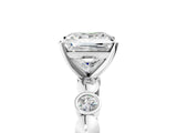 White gold Princess Solitaire Bezel-Set Diamond Ring with Beaded Band and Four-Prong Setting_57