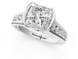 White gold Princess Solitaire Bezel-Set Diamond Ring with Channel-Set Band_57