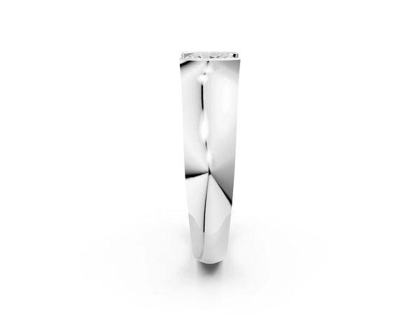 White Gold Princess Cut Half Bezel Solitaire Engagement Ring Setting