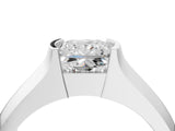 White gold Princess Solitaire Bezel Set Diamond Ring with Wide Band_23