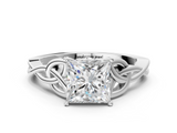 White gold Princess Solitaire Celtic Knot Engagement Ring with Four-Prong Setting_119