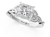 White gold Princess Solitaire Celtic Knot Engagement Ring with Four-Prong Setting_122