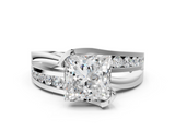 Platinum 3.07 Carat E VVS2 Princess Solitaire Channel-Set Split Shank Ring with Tension Prong Setting