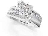 Platinum 3.07 Carat E VVS2 Princess Solitaire Channel-Set Split Shank Ring with Tension Prong Setting