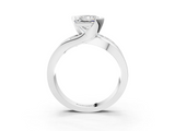 Platinum 3.07 Carat E VVS2 Princess Solitaire Channel-Set Split Shank Ring with Tension Prong Setting